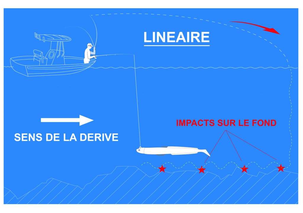 Illustration pêche en linéaire avec un Blue Equille Illustration pêche en linéaire avec un Blue Equille