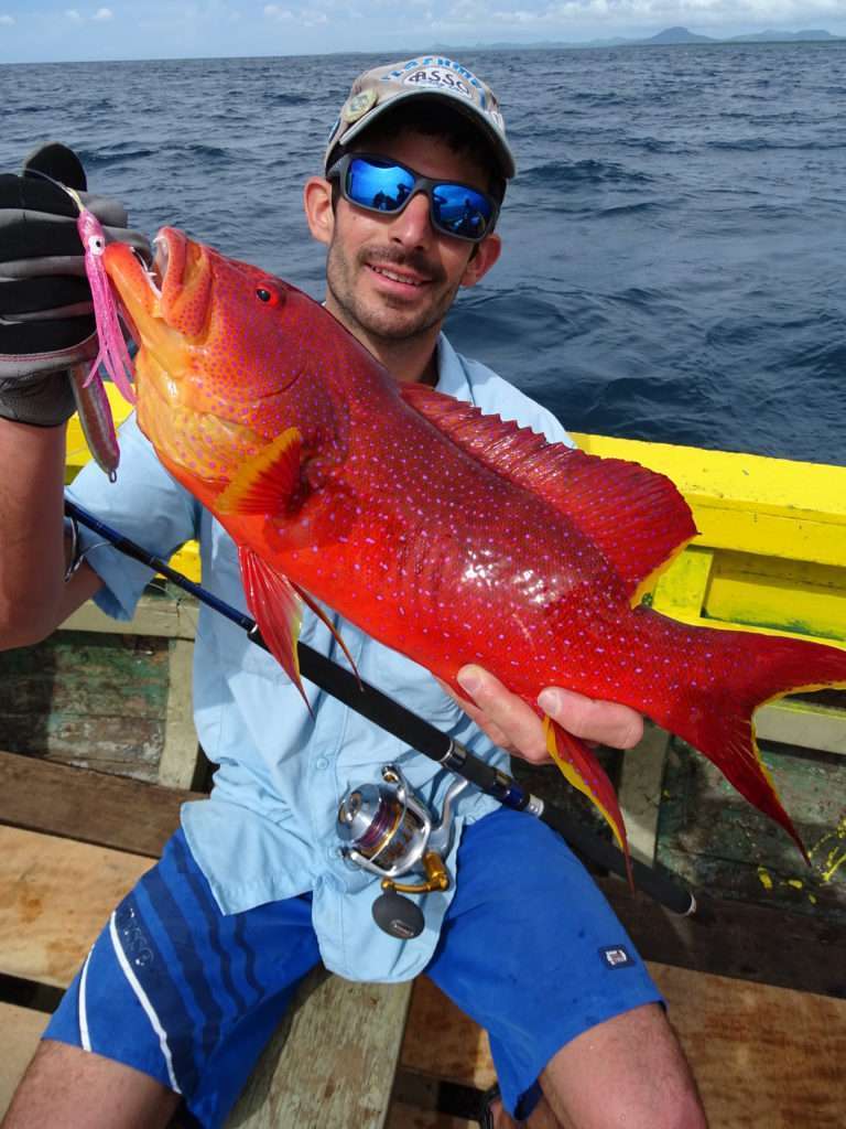 Un mérou aux couleurs magnifiques pris par Etienne au slow jig Funa Un mérou aux couleurs magnifiques pris par Etienne au slow jig Funa