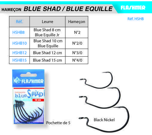 Hameçons texans Blue Shad / Blue Equille