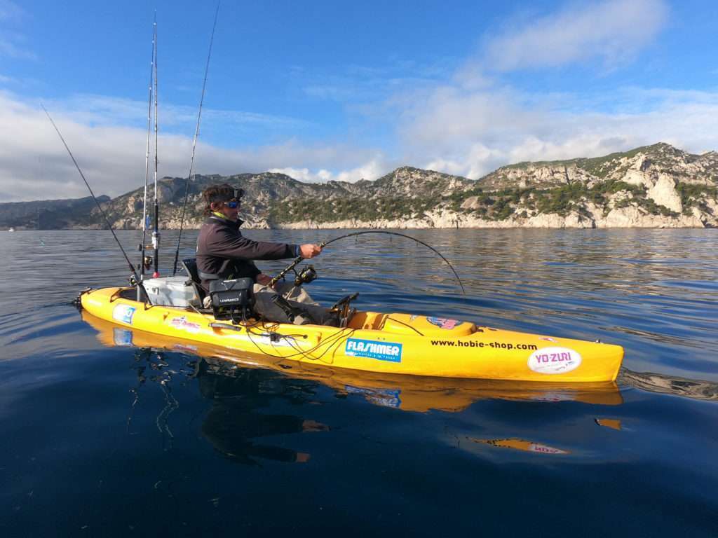 Etienne en combat avec un thon