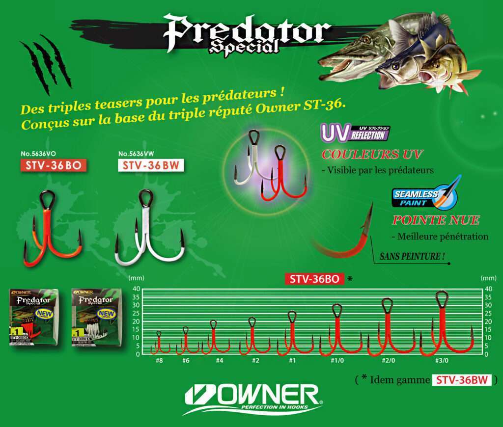 les Predator STV-36BO et STV-36BW Owner sont des triples teasers pour les leurres